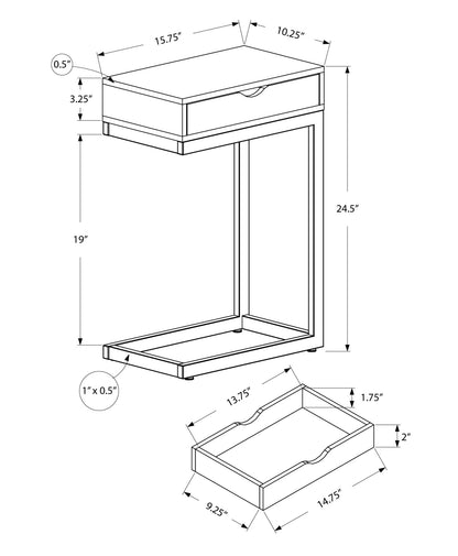 24.5" White Finish And Chromed Metal Accent Table