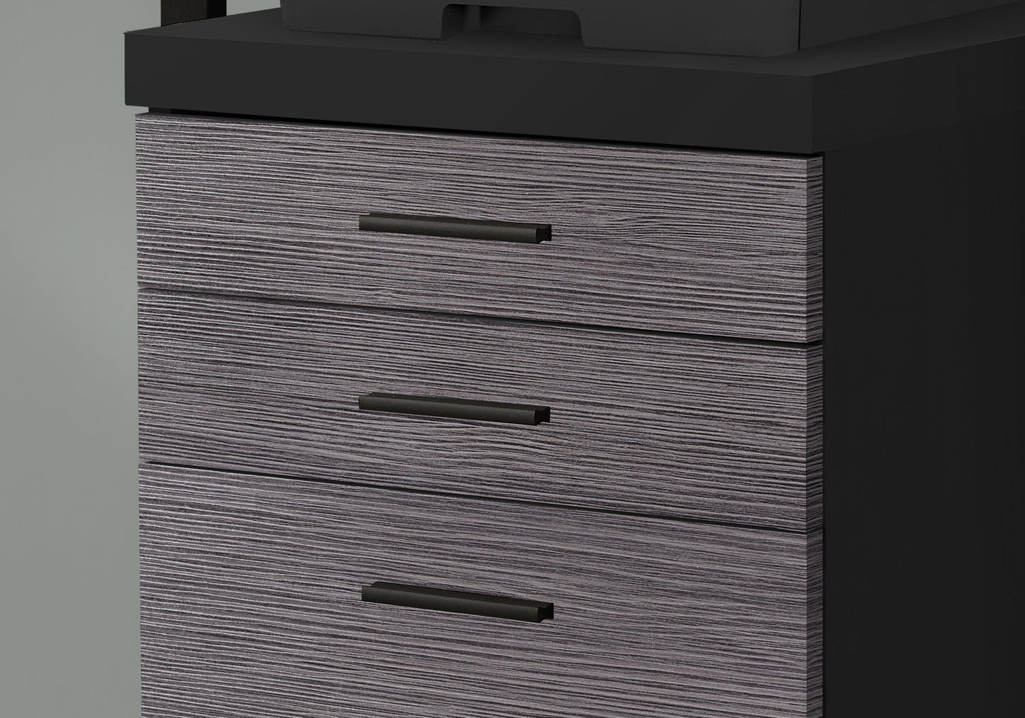 25.25" Grey Particle Board And Mdf Filing Cabinet With 3 Drawers