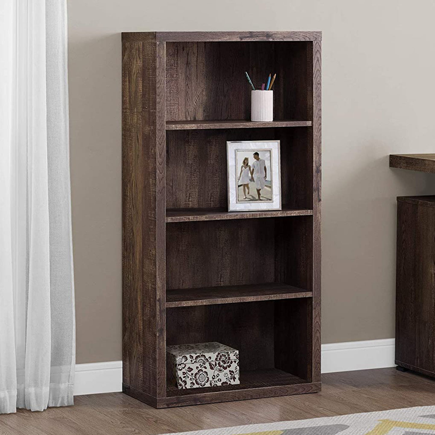 48" Dark Taupe Wood Bookcase