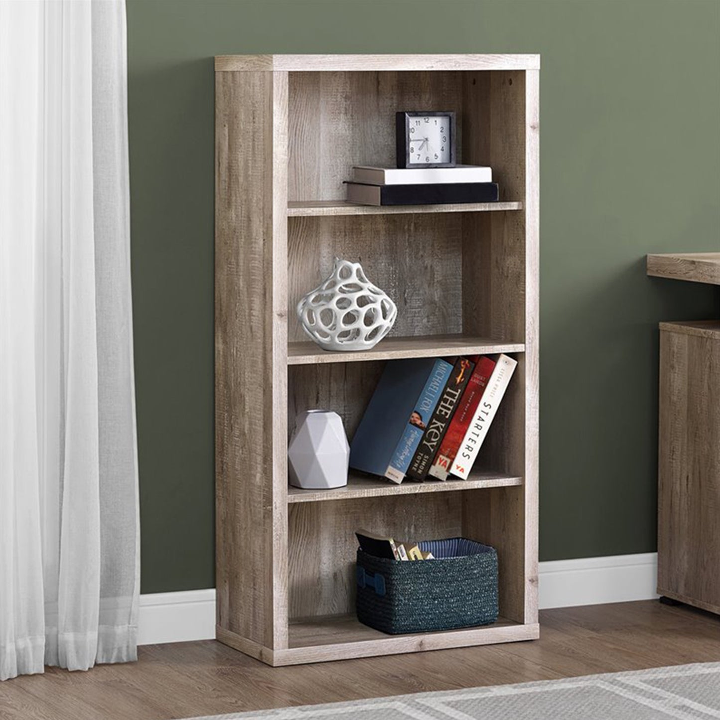 48" Dark Taupe Wood Bookcase