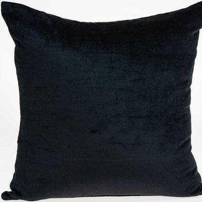 20" Black Cotton Blend Throw Pillow