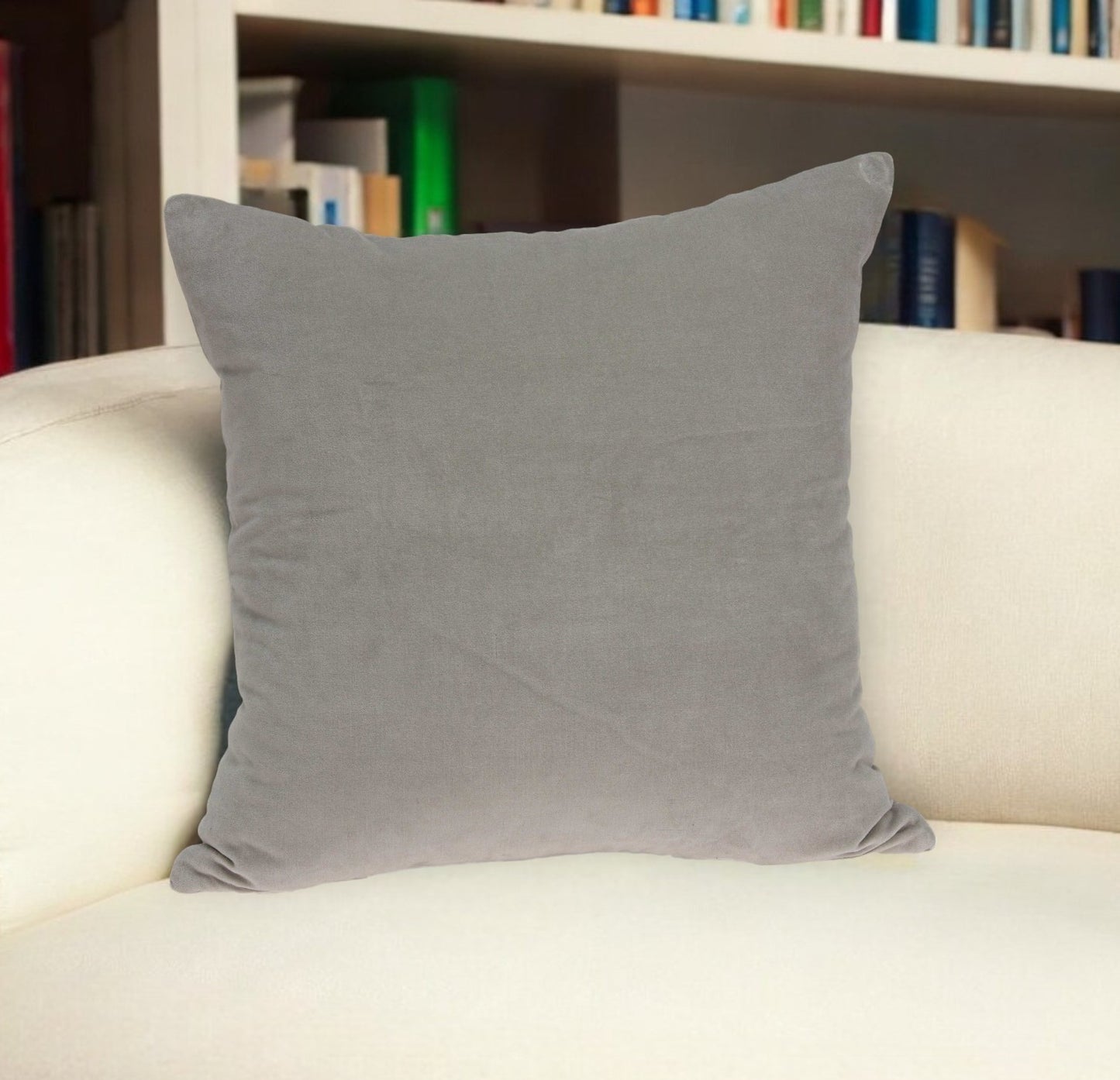 22" Gray Cotton Blend Throw Pillow