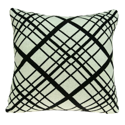 20" Black and White Cotton Throw Pillow