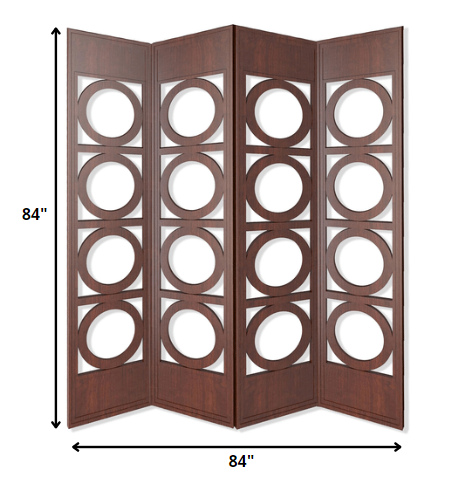 84" X 2" X 84" Brown 4 Panel Wood  Screen