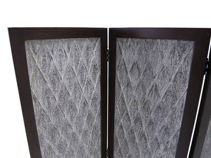 Versatile Dark Wood Three Panel Room Divider Screen