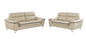 Three Piece Indoor Beige Genuine Leather Six Person Seating Set