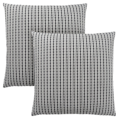 Set Of Two 18" X 18" Taupe Polyester Striped Zippered Pillow