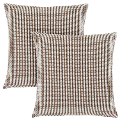 Set Of Two 18" X 18" Taupe Polyester Striped Zippered Pillow