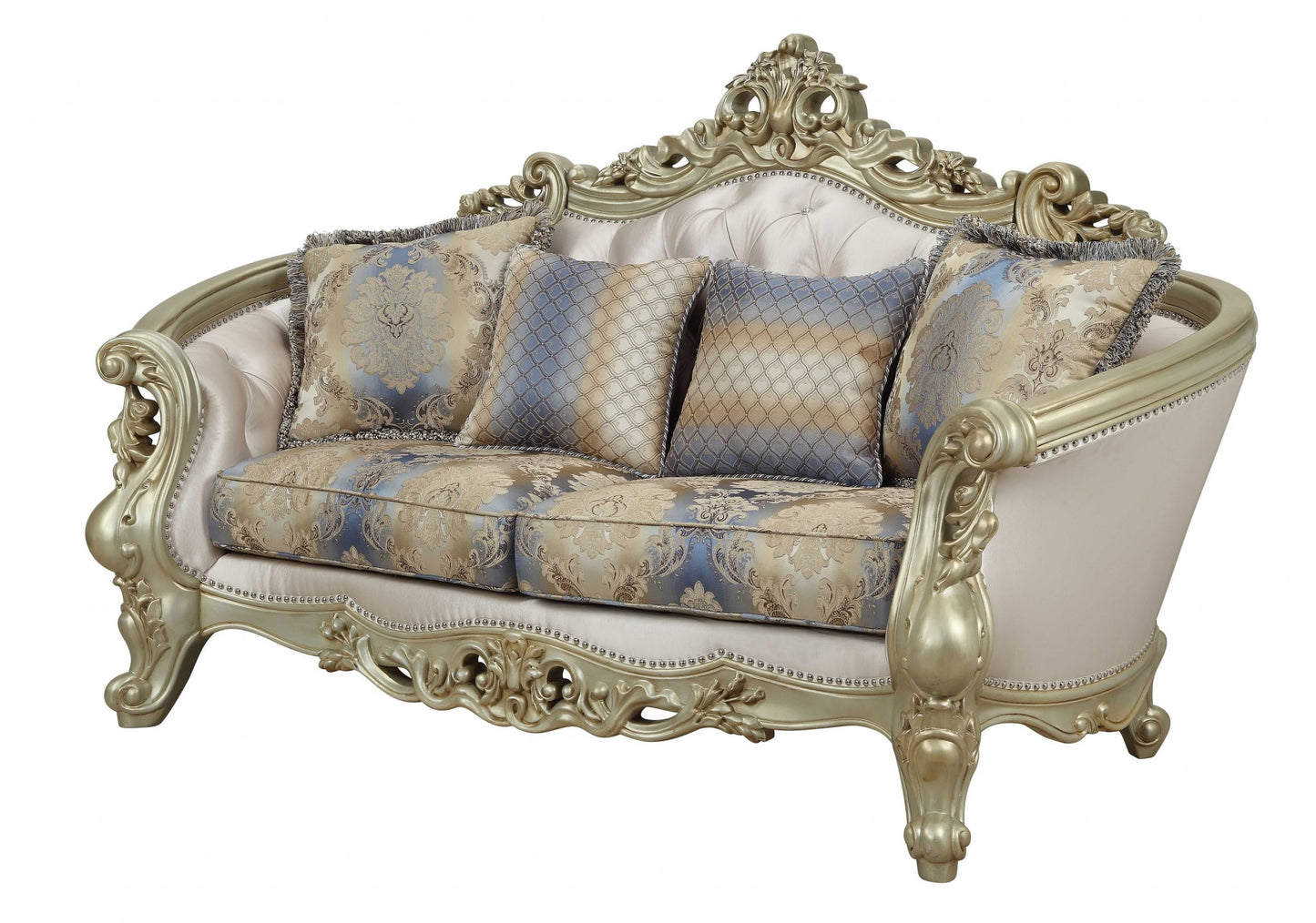 78" Gold Floral Loveseat and Toss Pillows