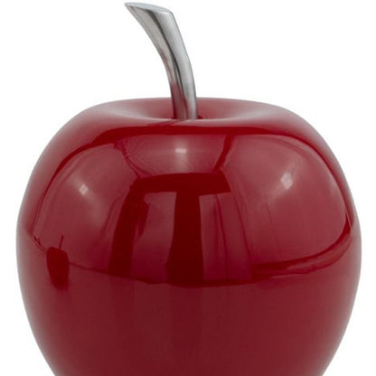 11" Red and Silver Aluminum Decorative Apple