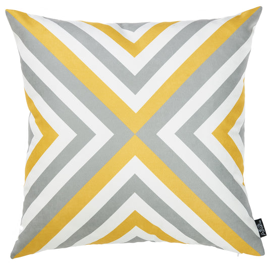 18" Gray and White Throw Pillow Cover