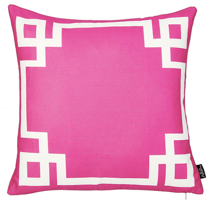 18" Pink and White Throw Pillow Cover