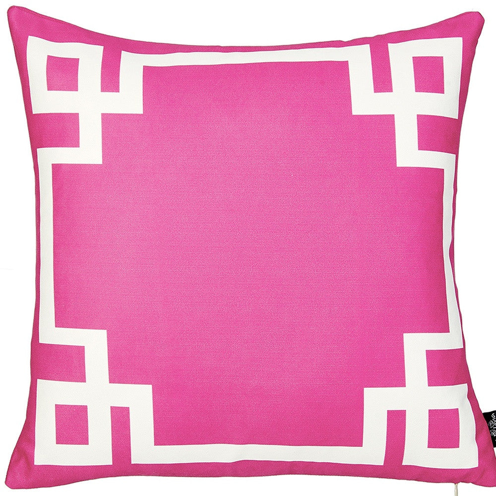 18" Pink and White Throw Pillow Cover