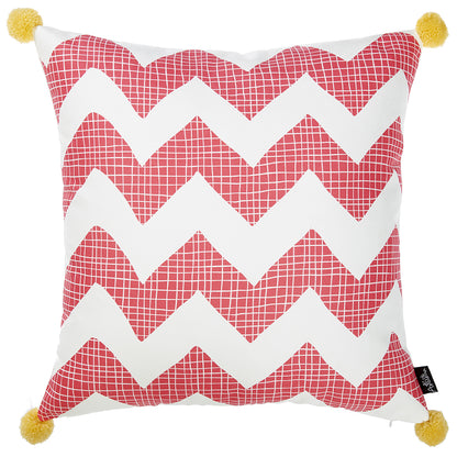 18" Pink and White Throw Pillow Cover