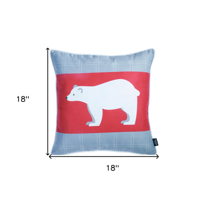 18"X18" Christmas Bear Printed Decorative Throw Pillow Cover