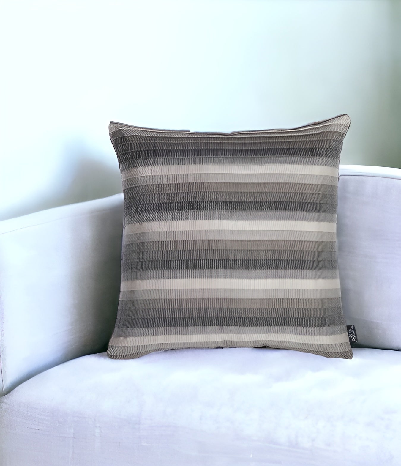 17" Gray and White Throw Pillow Cover