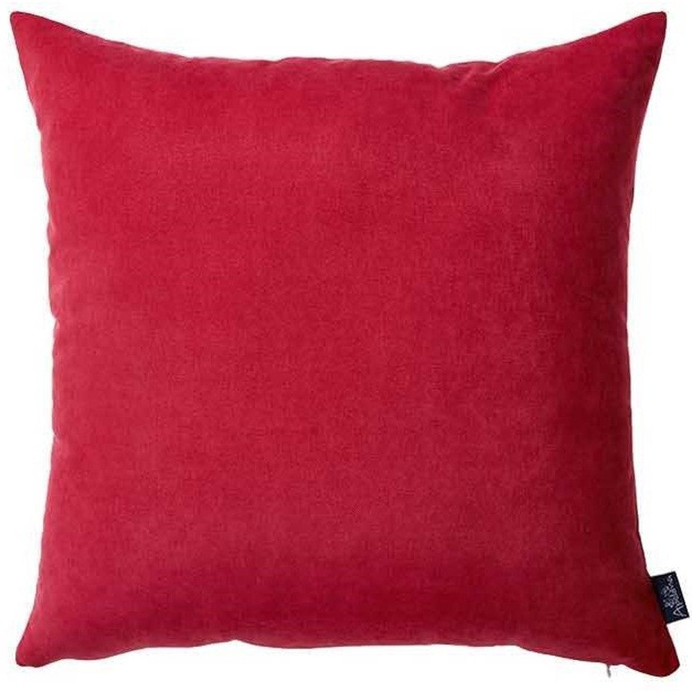 Set Of 2 Red Brushed Twill Decorative Throw Pillow Covers