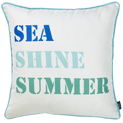 18" Blue and White Throw Pillow Cover