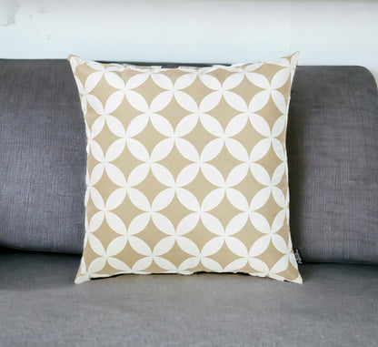 18" Taupe and White Throw Pillow Cover