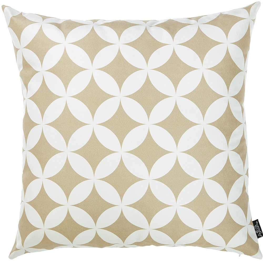 18" Taupe and White Throw Pillow Cover