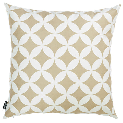 18" Taupe and White Throw Pillow Cover