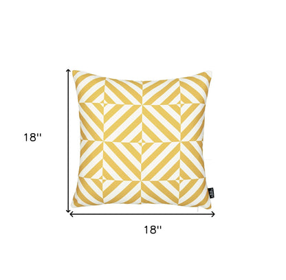 18" Yellow and White Throw Pillow Cover