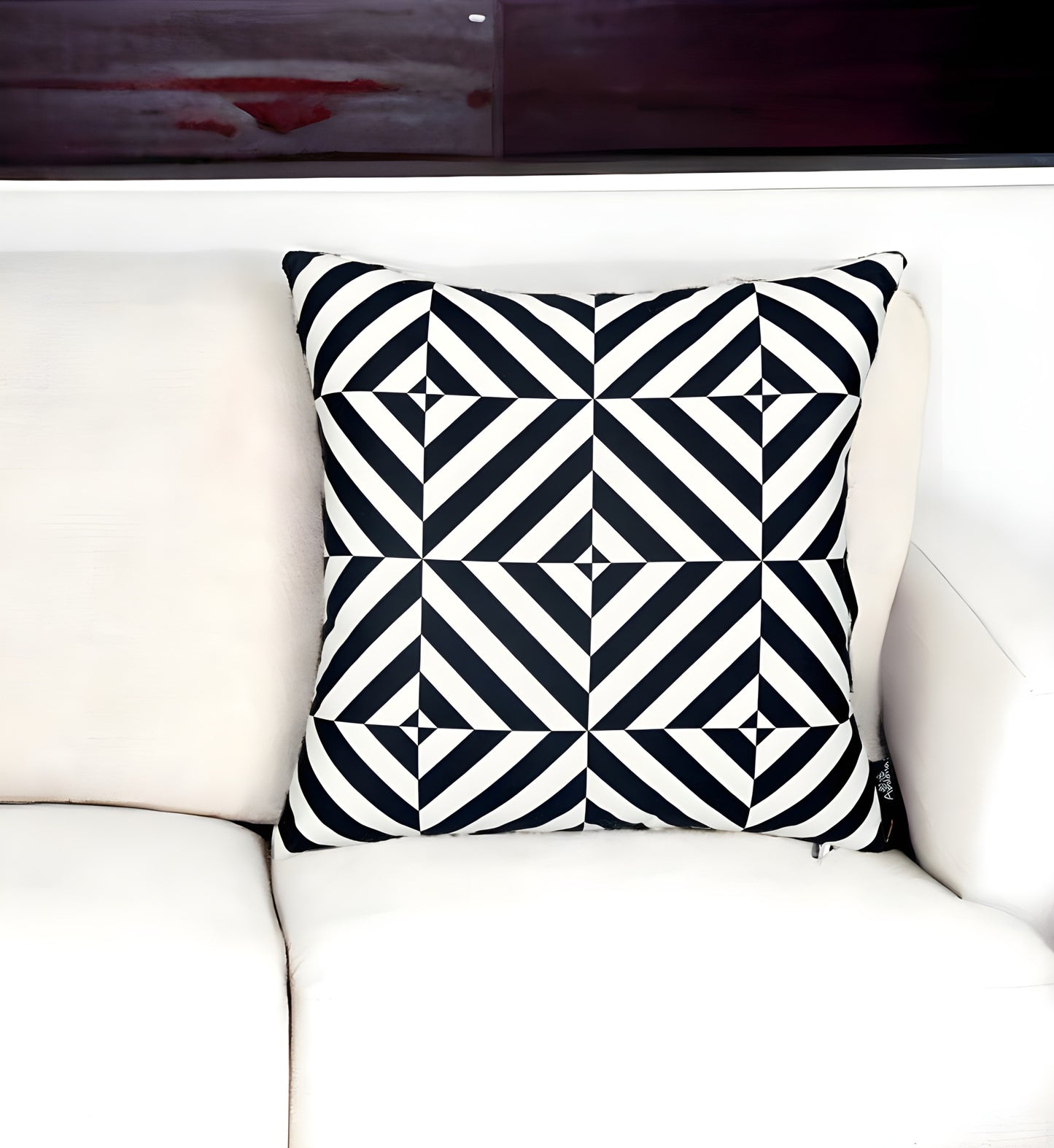 18" Black and White Geometric Throw Pillow Cover