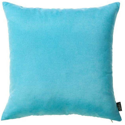 Set Of 2 Aqua Blue Brushed Twill Decorative Throw Pillow Covers