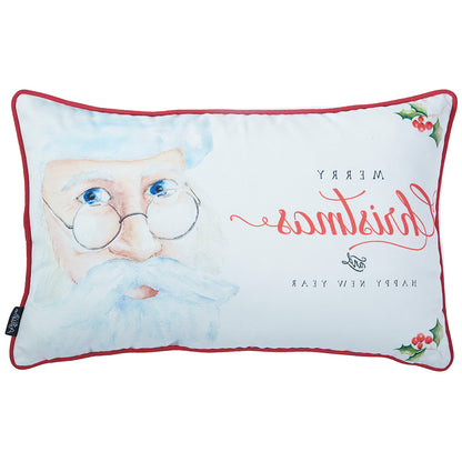 12" X 20" Red and White Christmas Santa Throw Pillow Cover