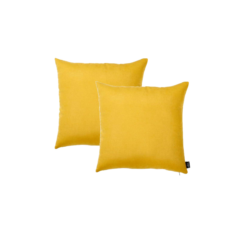 Set Of 2 Yellow Brushed Twill Decorative Throw Pillow Covers