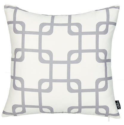 18" Gray and White Throw Pillow Cover