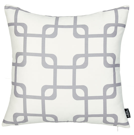 18" Gray and White Throw Pillow Cover