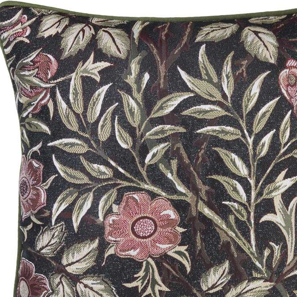 17"X 17" Jacquard Artistic Leaf Decorative Throw Pillow Cover