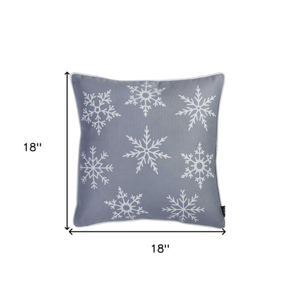 18" Silver Gray Holiday Snow Flakes Throw Pillow Cover