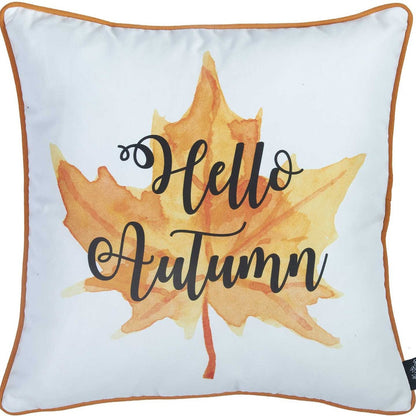 18"X 18" Thanksgiving Leaf Quote Decorative Throw Pillow Cover