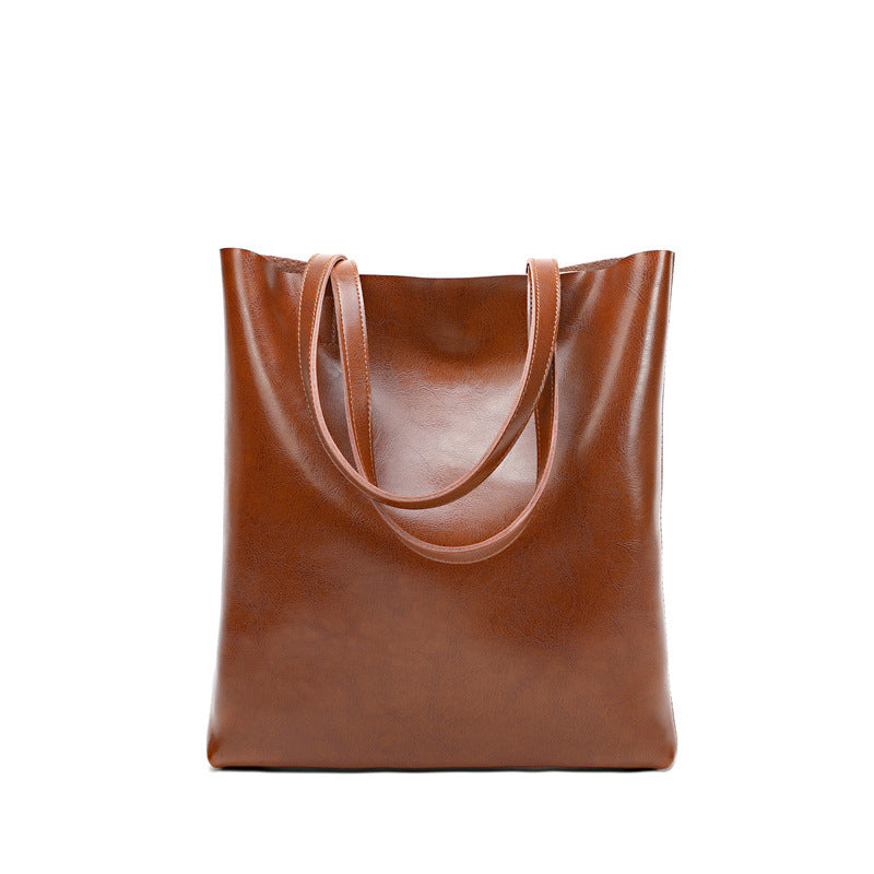 Women's Cow Leather Tote Bag Stylish And Simple