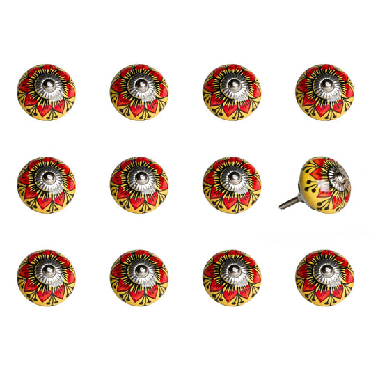 1.5" X 1.5" X 1.5" Ceramic Metal Multicolor 12 Pack Knob