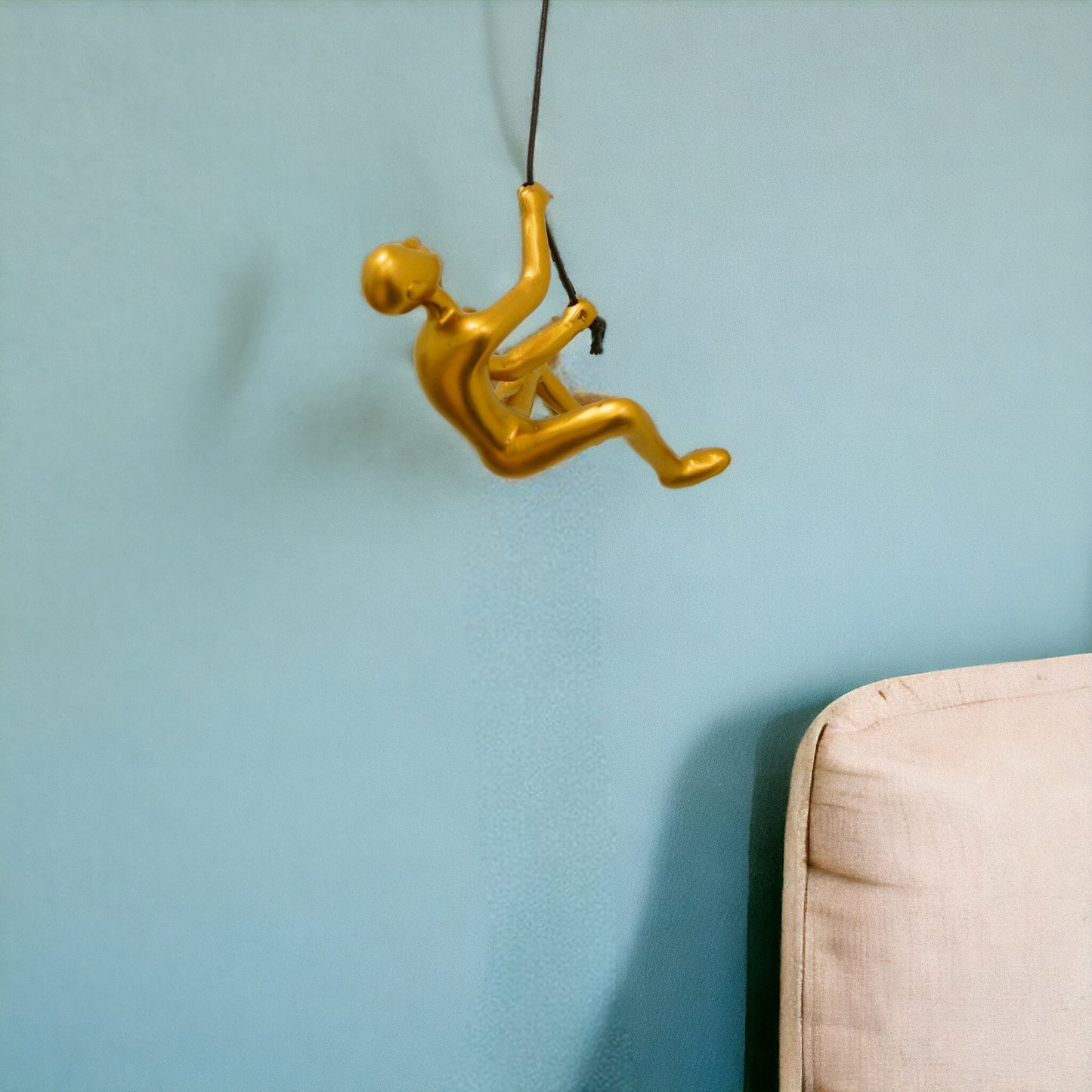 6" Gold Unique Climbing Man With Rope Wall Art