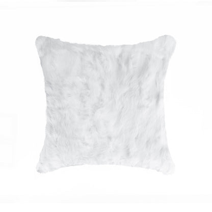 18" White Wool Throw Pillow