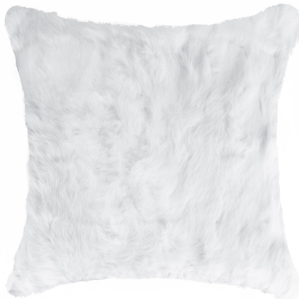 18" White Wool Throw Pillow