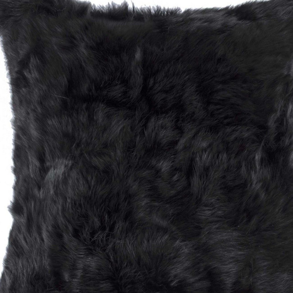 18" Black Wool Throw Pillow