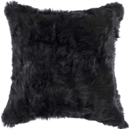 18" Black Wool Throw Pillow