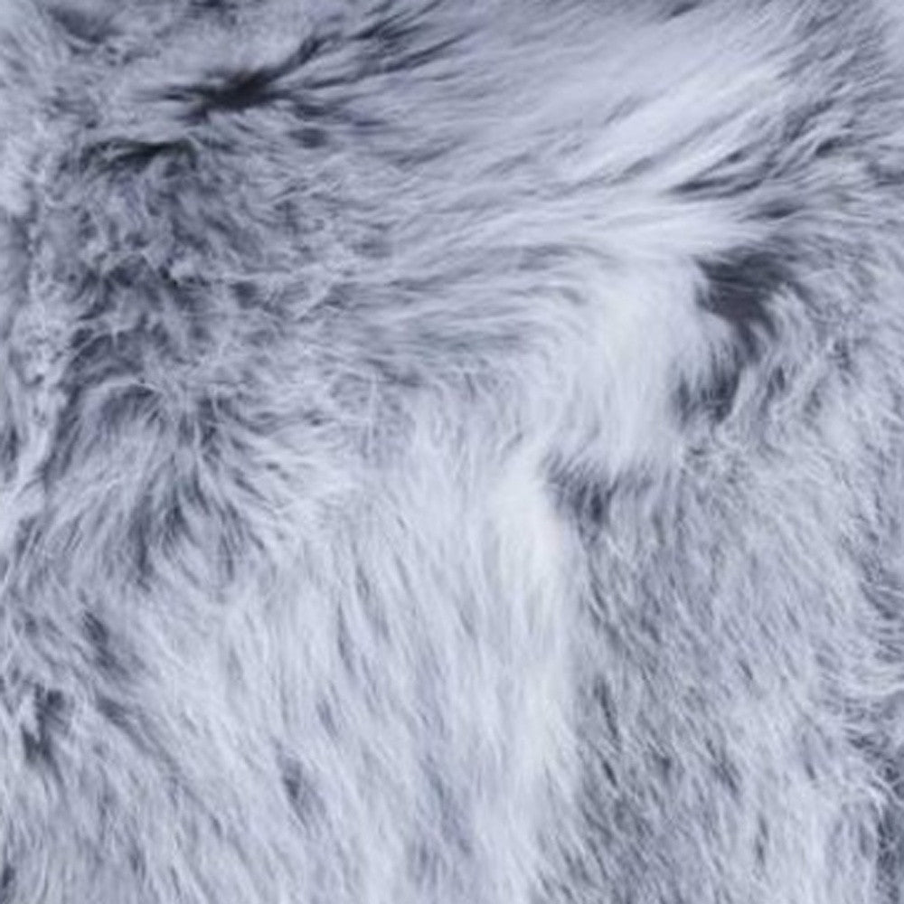 5" X 18" X 18" 100% Natural Rabbit Fur Grey Pillow