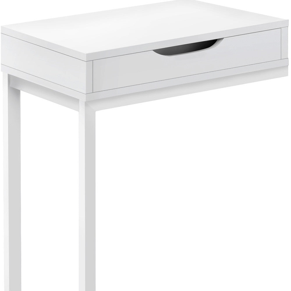 16" X 10.25" X 24.5" White Metal With A Drawer Accent Table