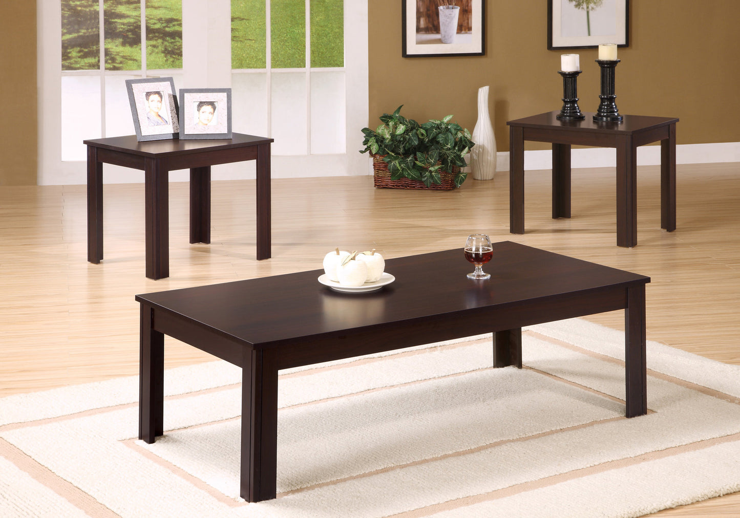 Set of Three 44" Espresso Coffee Table