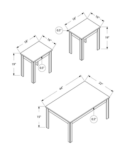 Set of Three 44" Taupe Coffee Table