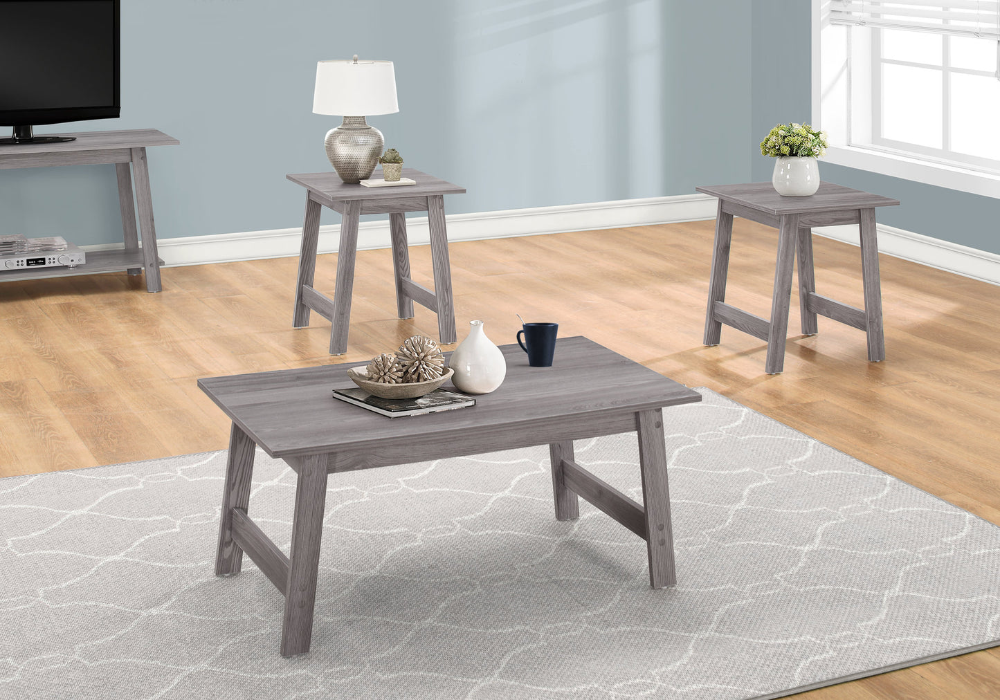 Set of Three 36" Gray Coffee Table