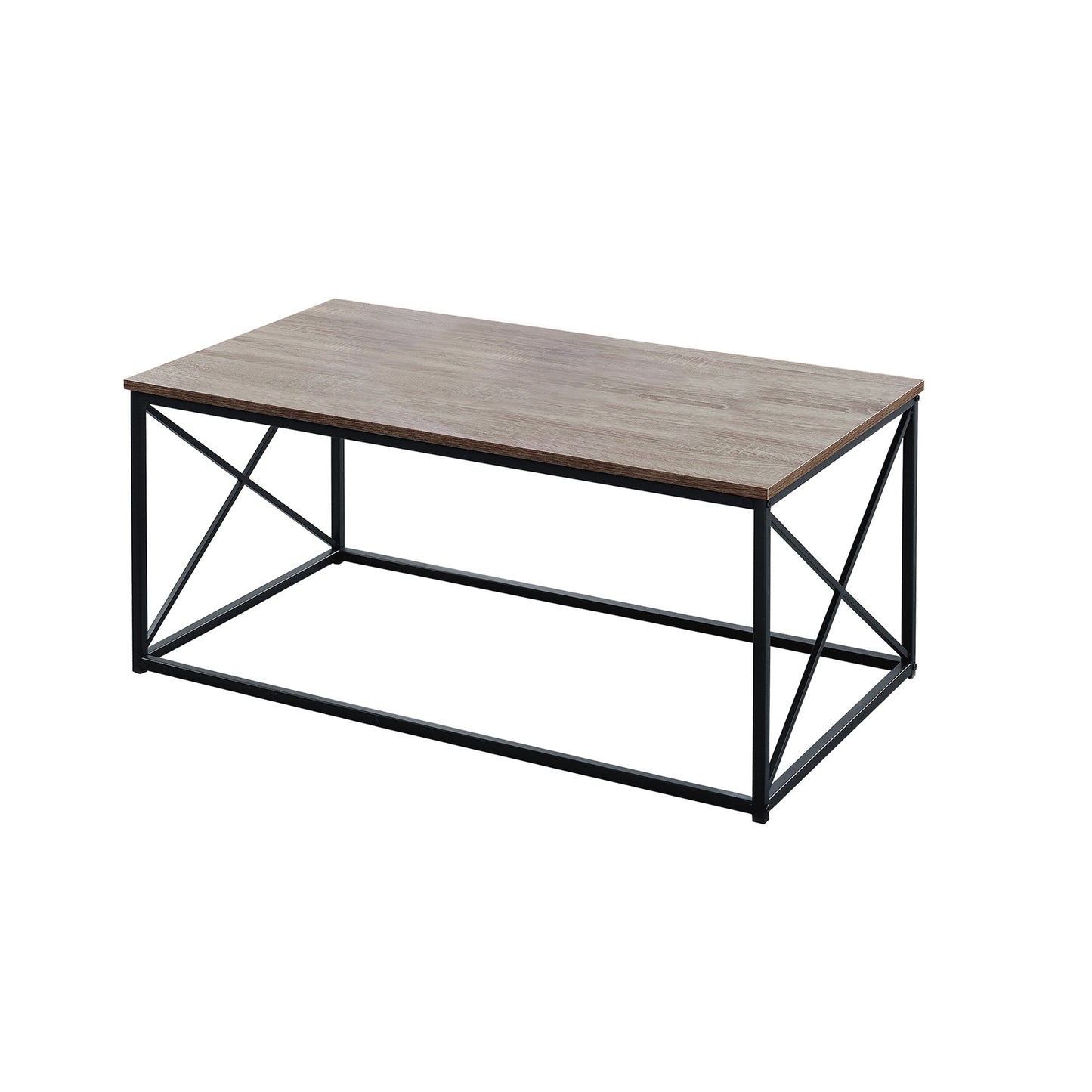 Set of Three 42" Beige And Black Metal Coffee Table