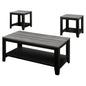 Set of Three 42" Gray And Black Coffee Table With Shelf