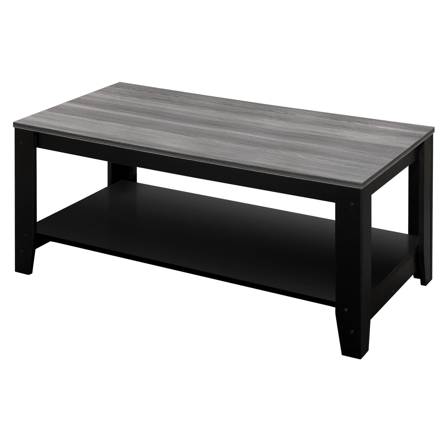 Set of Three 42" Gray And Black Coffee Table With Shelf